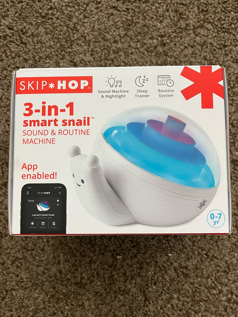 New in Box Skip Hop 3-in-1 Smart Snail Sound & Routine Machine - White w/ lights